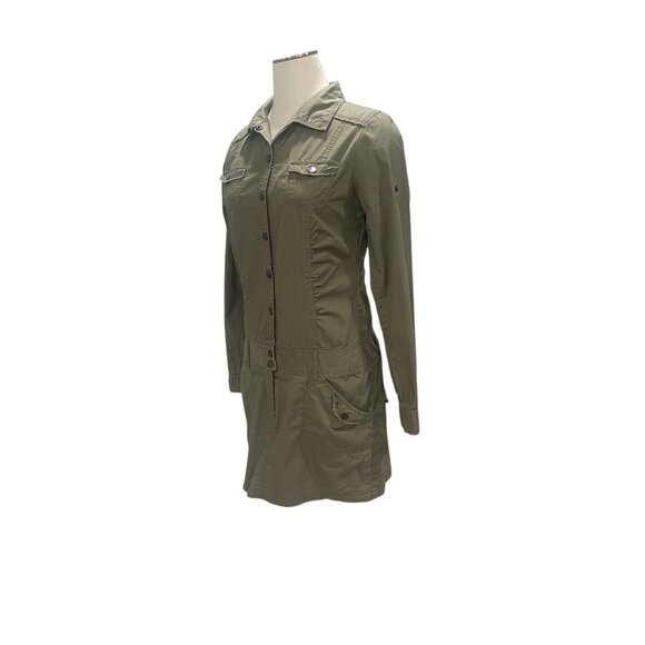 Deuce Jeans Utility Shirt Dress Army Green Button Front Cotton Safari Gorpcore M - Picture 8 of 12